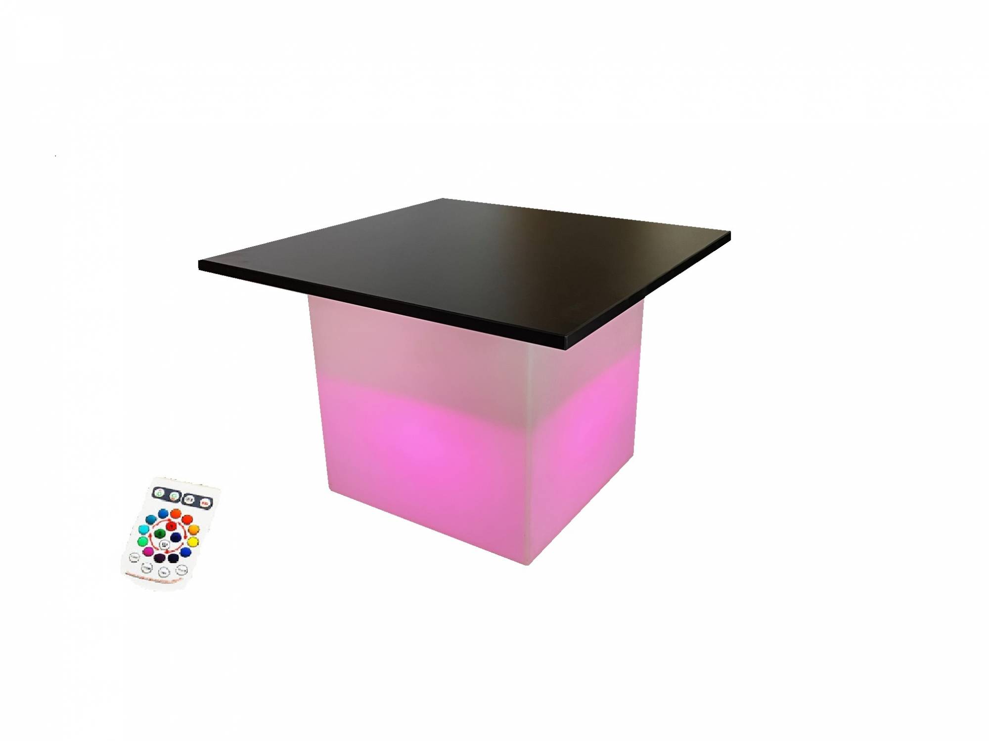 Location de table basse KUBE lumineuse - Plateau Noir