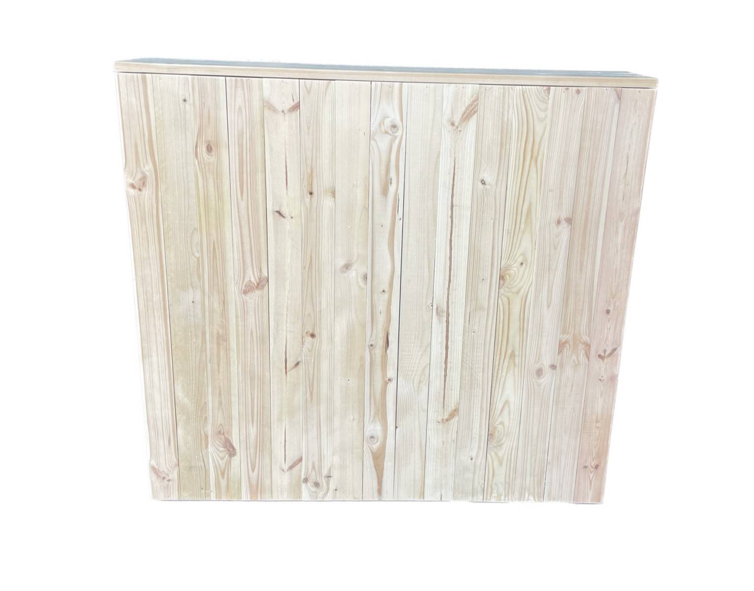 Location de Comptoir desk d'accueil en bois éco-responsable pour salon d'exposition en Ile de France