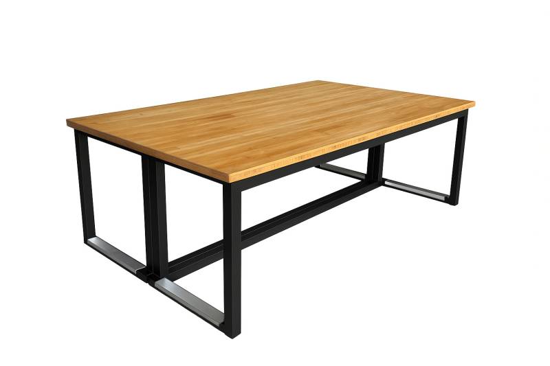 Table basse XXL noire et bambou pour foire exposition en région parisienne