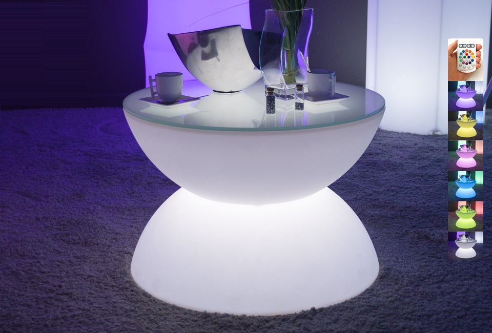 Location de table basse ronde lumineuse à Paris