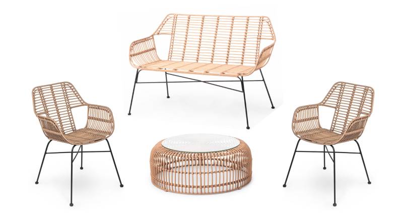 Louer un pack mobilier Palm tout compris en imitation rotin pour évènement extérieur à Paris