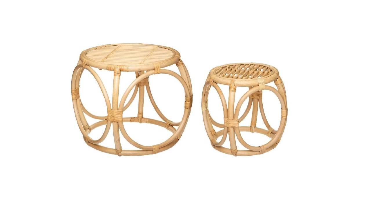 Location de table basse gigogne en rotin pour événement à Paris