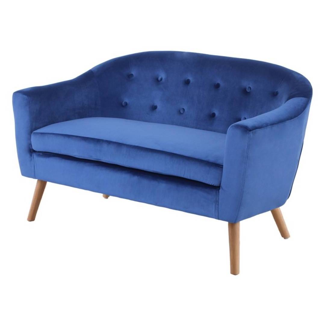 Location de canapé en velours bleu en Ile de France pour une exposition