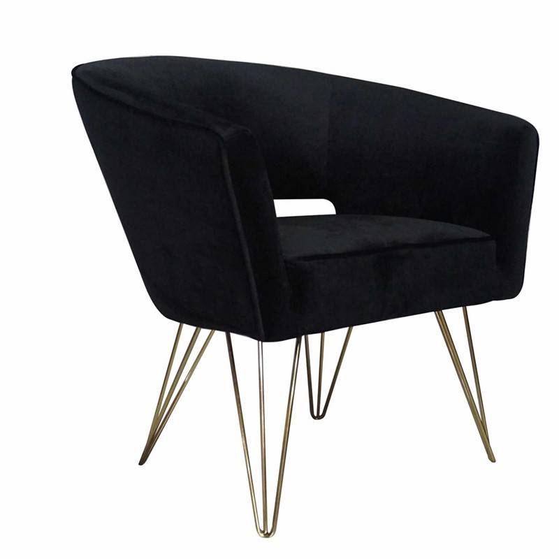 Location de fauteuil en velours Noir et pieds dorés pour vos événements à Paris