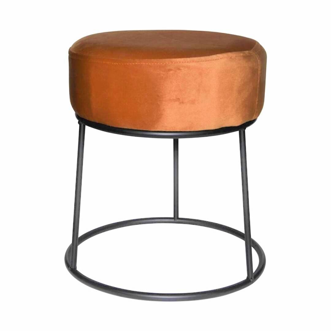 Location de pouf rond orange en velours à Paris