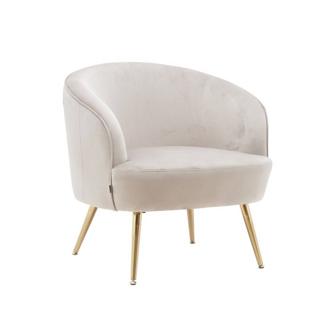 Louer des fauteuils taupe en velours avec des pieds dorés en région Parisienne