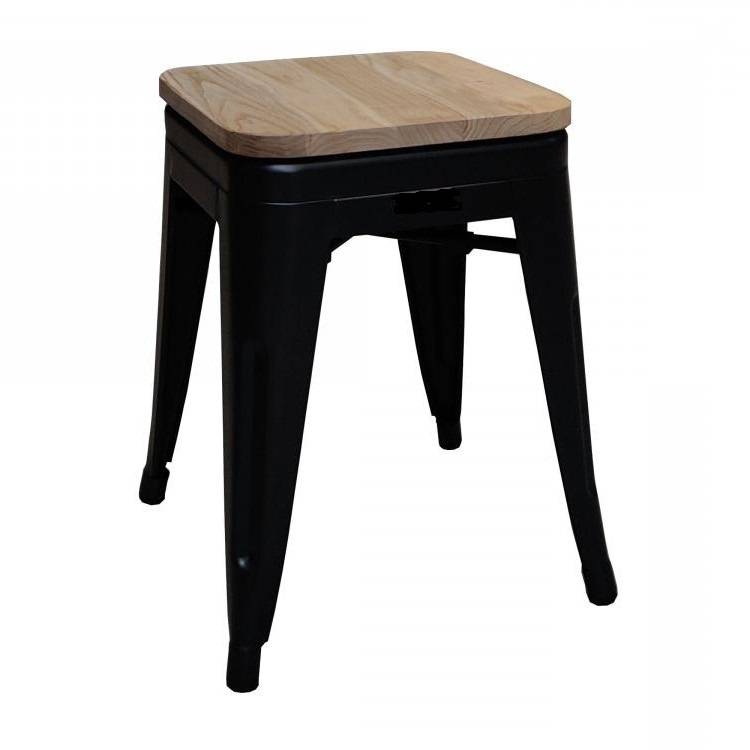 Tabouret tolix noir et bois en location à Paris