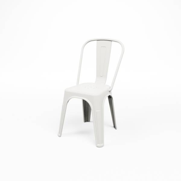 Louer chaise Tolix blanche empilable en plastique à Paris