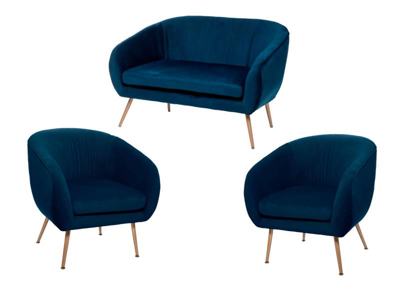 Louer un salon complet en velours bleu pour un évènement professionnel en région parisienne