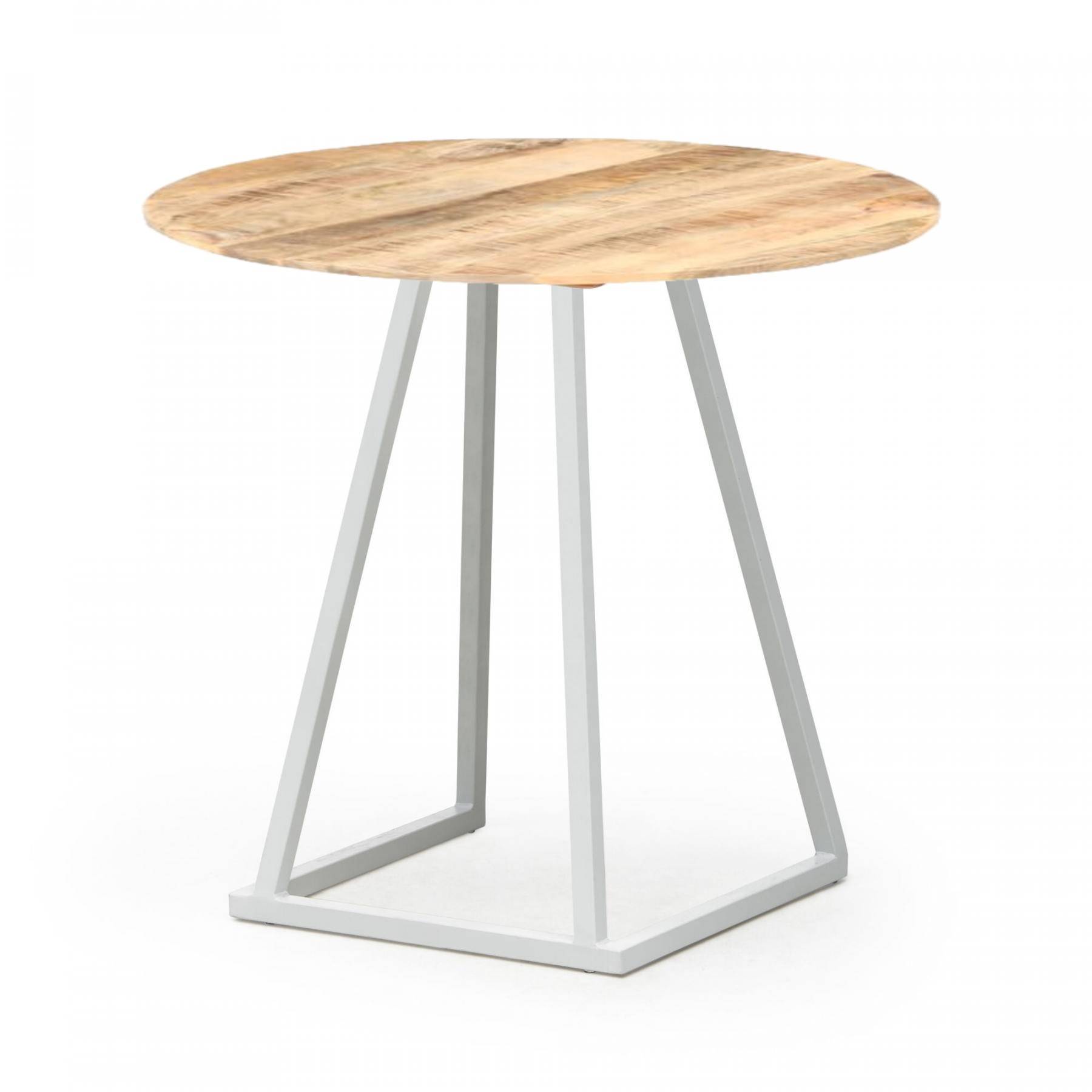 Location de table ronde Linea blanche et bois à Paris