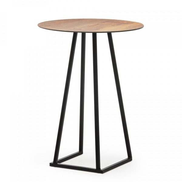 Table haute pour 2 à 3 personnes noire et rouille à louer pour évènement dans le 75