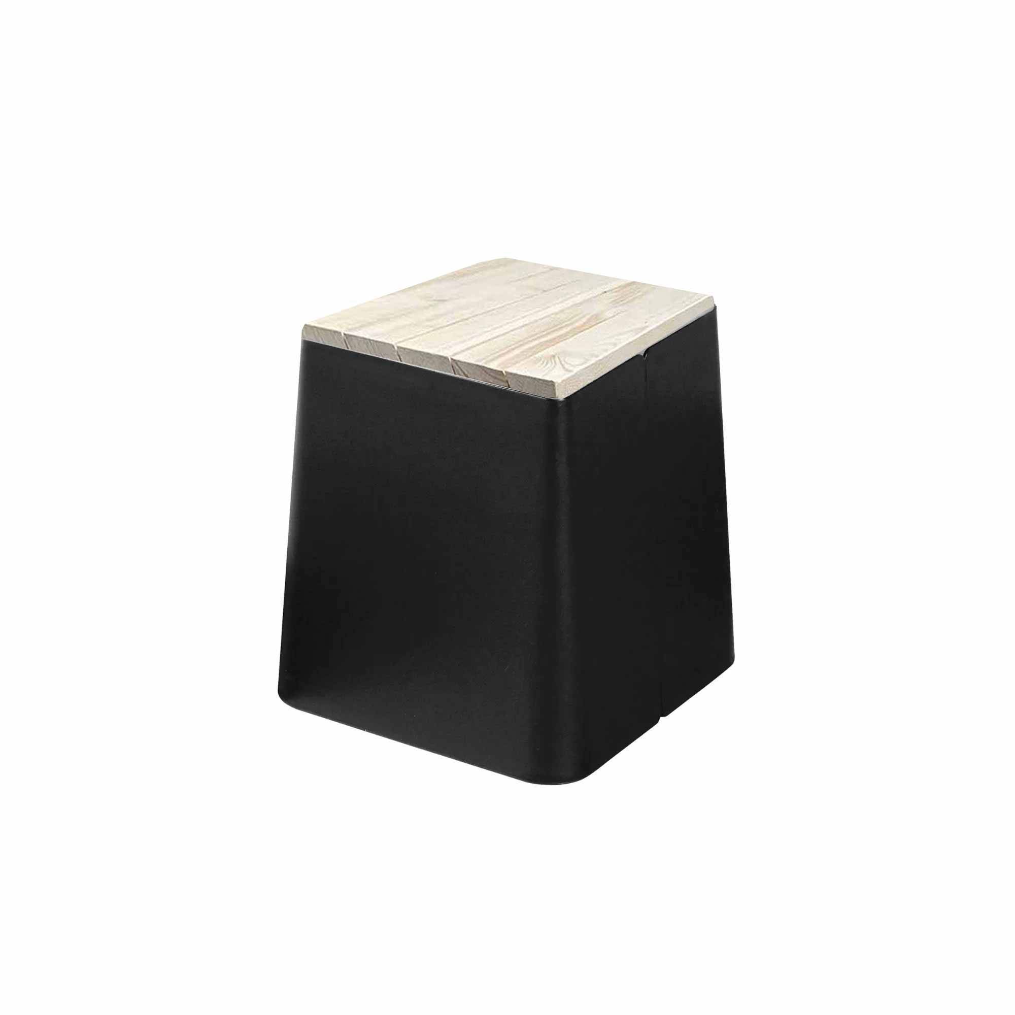 Louer poufs Conic noirs avec assise bois dans