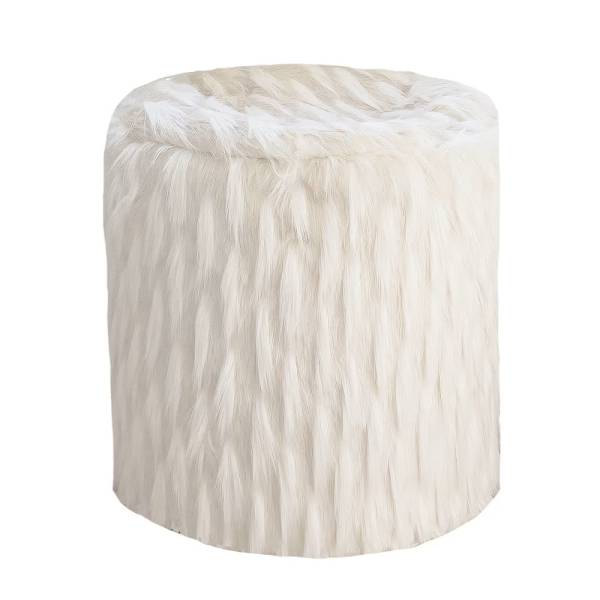 Location de pouf en fourrure blanche écure pour vos événements à Paris