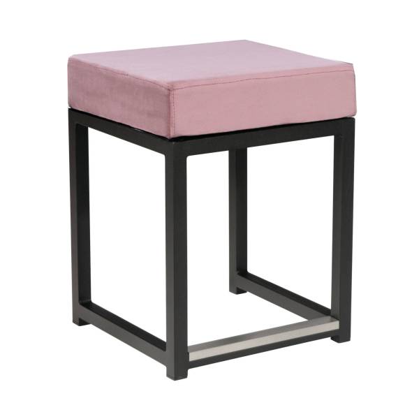 Louer un pouf noir avec assise velours rose pour évènement dans le 75