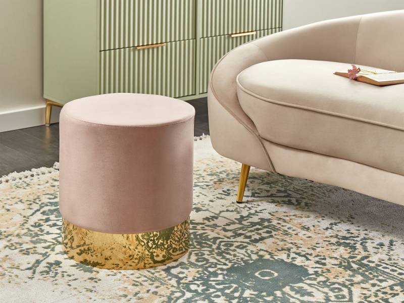 Location de Pouf LOUXOR Velours Rose pour salon professionnel dans le 75