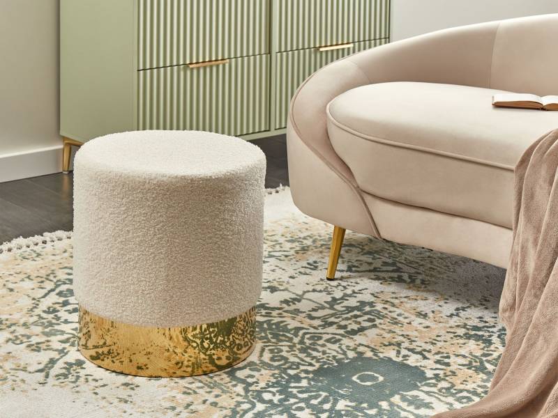 Location de Pouf LOUXOR Bouclette Blanc pour réception dans le 75