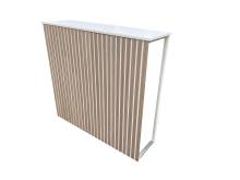 Location de Comptoirs blancs Kubo avec tasseaux bois pour un stand dans le 75