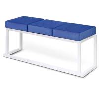 Location de banc Kubo blanc et assise velours bleu à Paris