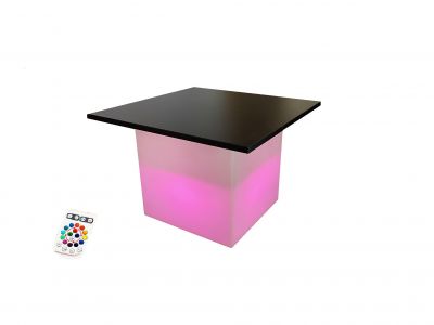 Location de table basse KUBE lumineuse - Plateau Noir