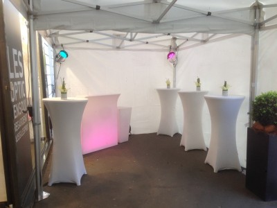 Location de table haute lycra blanc en Région parisienne