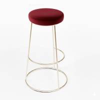 Location tabourets hauts en velours bordeaux et pieds en métal doré à Paris