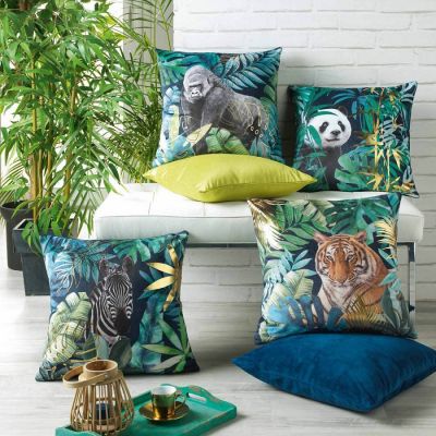 Location de Coussin Velours Motif Tropical Gorille