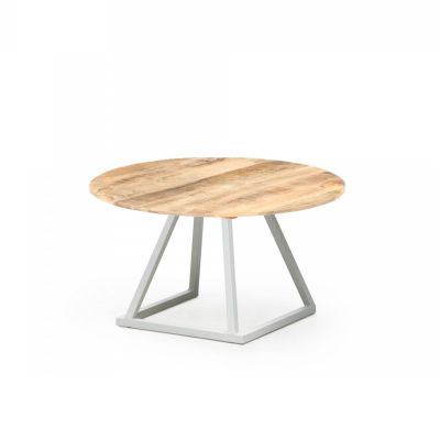 Table basse ronde Linéa Blanche et Bois à louer à Paris