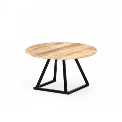 Table basse LINEA ronde noire et Bois en location à Paris