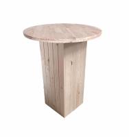 Photo d'un mange-debout en bois recyclé à louer pour évènement durable à Paris
