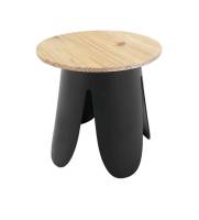 Location de tables basses originales noires et bois pour évènement en Ile de France