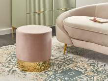 Location de Pouf LOUXOR Velours Rose pour salon professionnel dans le 75