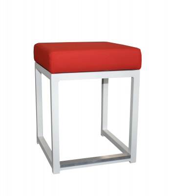 Louer des poufs Kubo blancs et assise rouge pour événement professionnel dans le 94