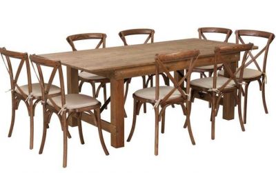 Table de réception champêtre à la location pour mariage à Paris 75