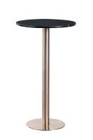 Table haute avec plateau en marbre et pied doré pour réception chic à Paris