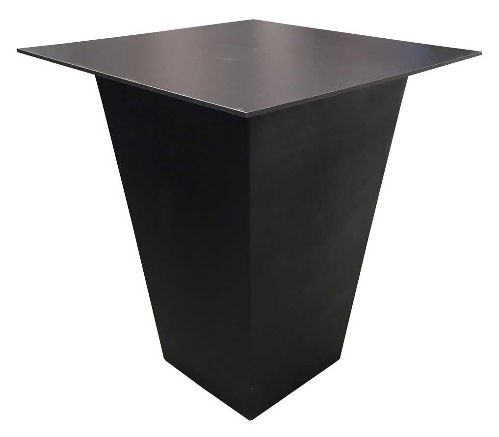 Table haute noire pour salon d'exposition à louer à Paris