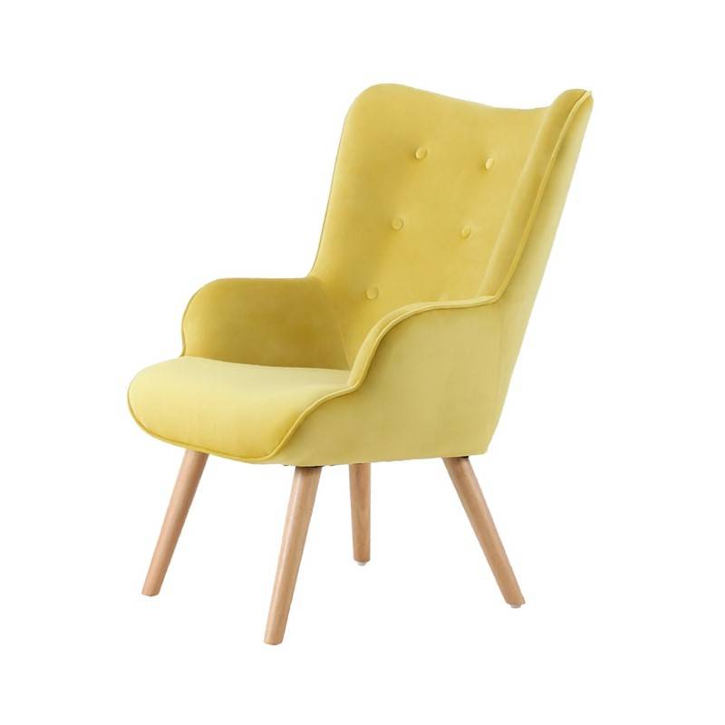 Location de fauteuil Stockholm en velours jaune à Paris