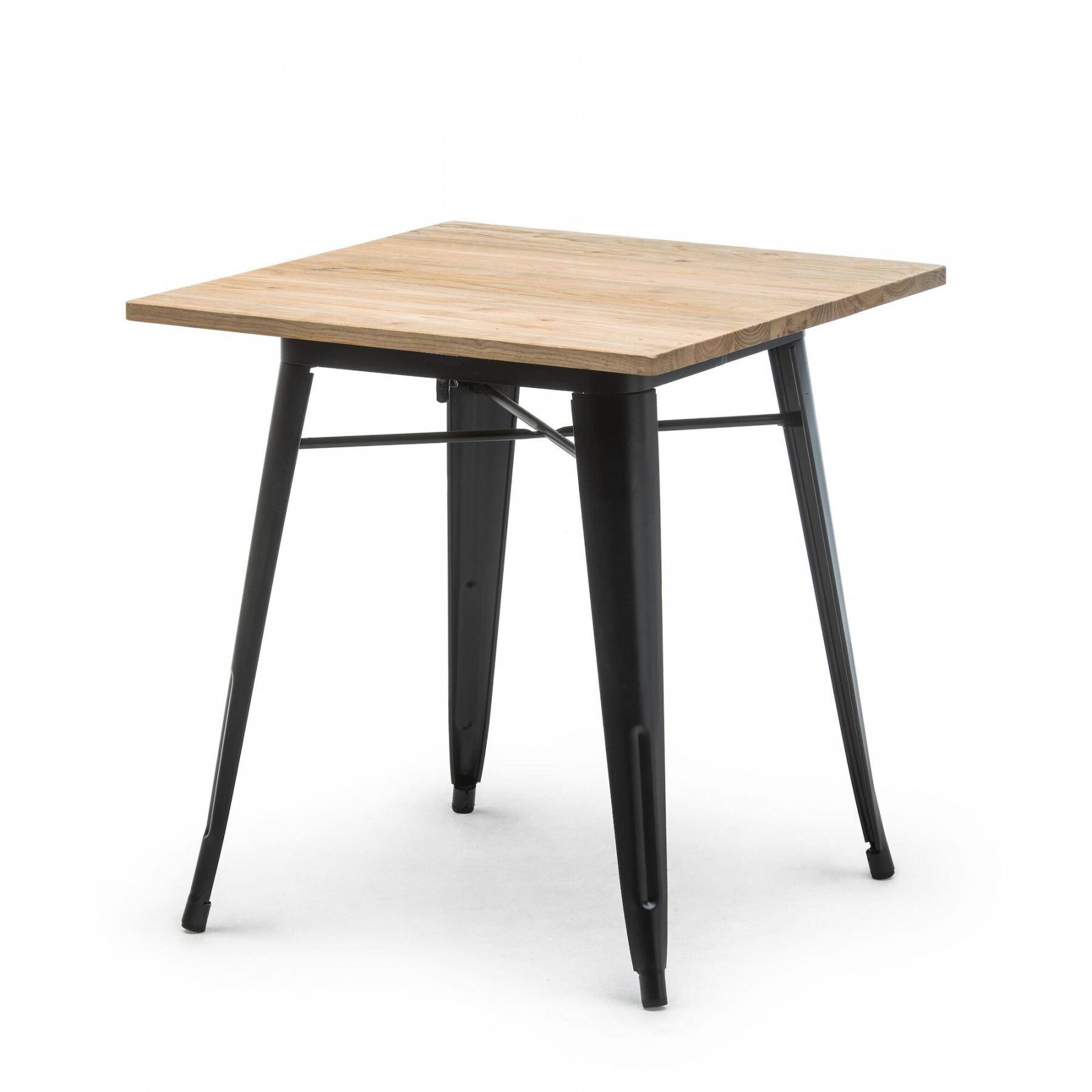 Locaton de table tolix noir et bois pour vos salons d'expositions à Paris